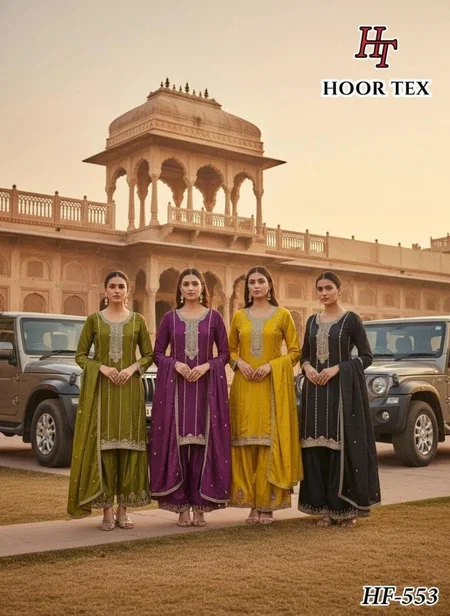 Hoor Tex 553 A To D Chinon Embroidery Salwar Plzzo Suits 